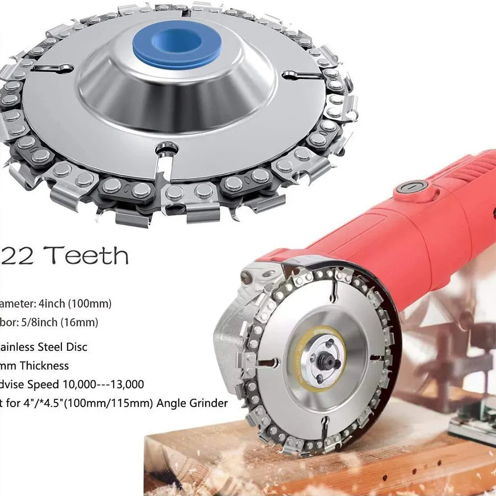 

4 Inch 22 Tooth Angle Grinder Dedicated Chain Disc Woodwork Carving Chain Saw Disc Angle Grinding Disc Slotting Saw Blade Tool