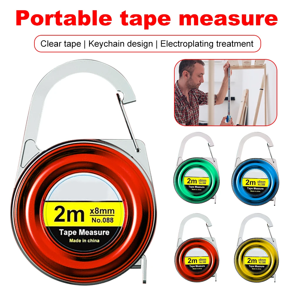 2M Mini Keychain Tape Measure SK5 Steel Tape Measure Delicate Small Steel Ruler Multipurpose Steel Tape Measure Portable Tools