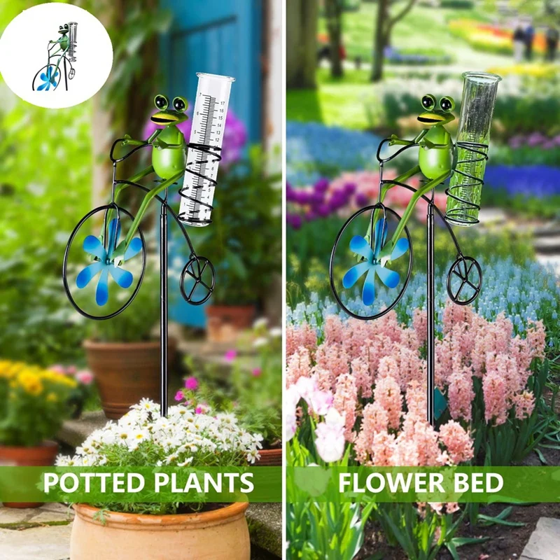 مقياس المطر، مقياس المطر الزجاجي بسعة 7 بوصة في الهواء الطلق - مقياس المطر القابل للفصل مع حصة معدنية على شكل حرف L للحديقة