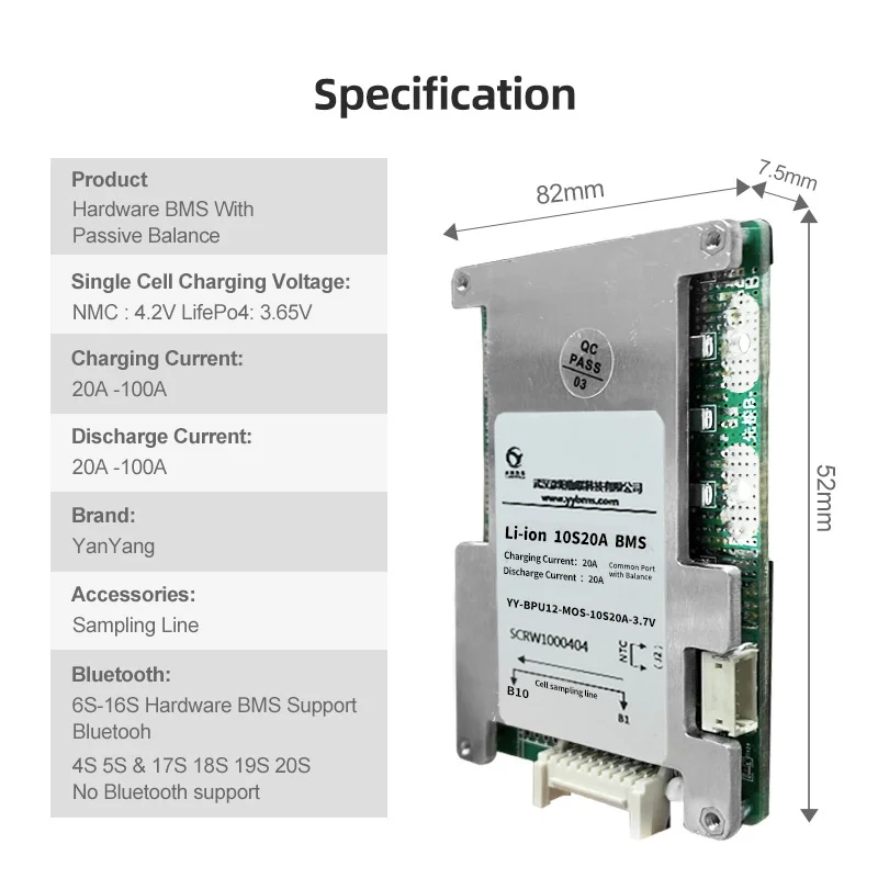 Yanyang BMS 72v 20S 30A 40A 50A 60A Li-ion battery Balancer Li-ion bms For EBike Escooter