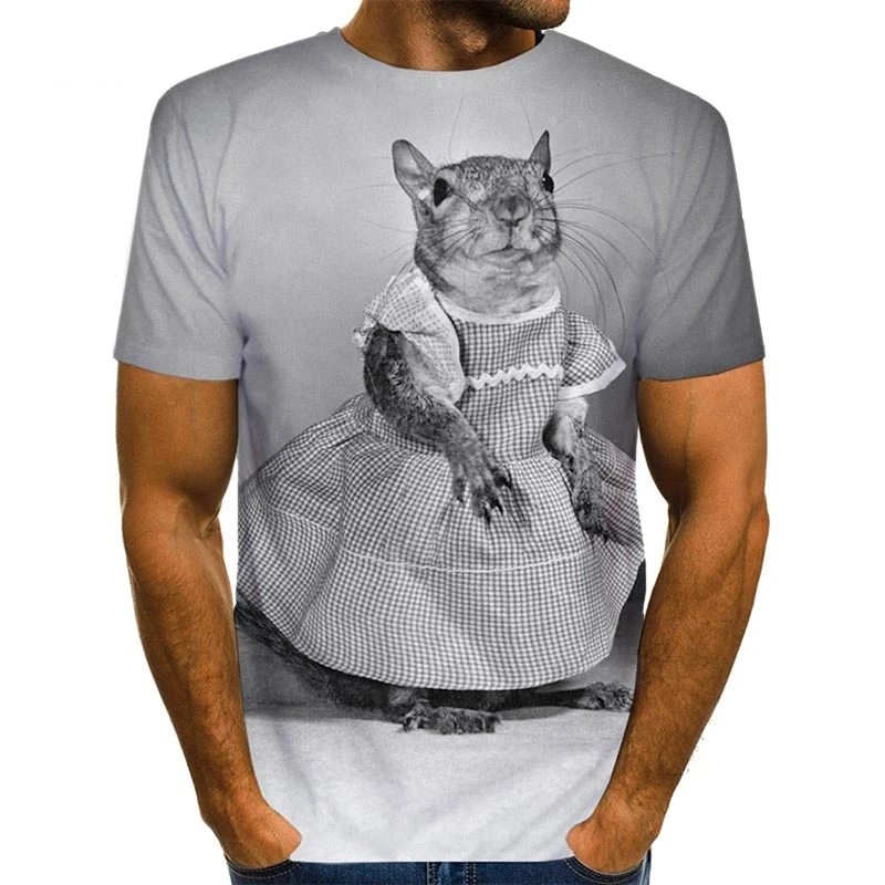 Men/Women Cute Puppy Face Tee Funny Pet T-shirt Men\'s Squirrel T Shirt 3D Print Shirt Animal Graphic Tees Lovely Pattern Tops