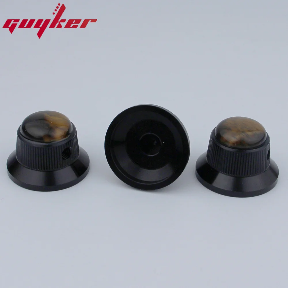 Electric Guitar Bass Metal Control Volume Knob Hat Type Natural Tiger-eye Stone Surface