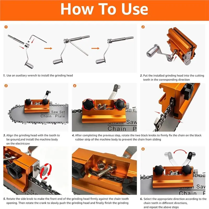 AB34-Adjustable Manual Chain Grinder For Universal Chainsaw Chains, Upgraded Chainsaw Sharpener