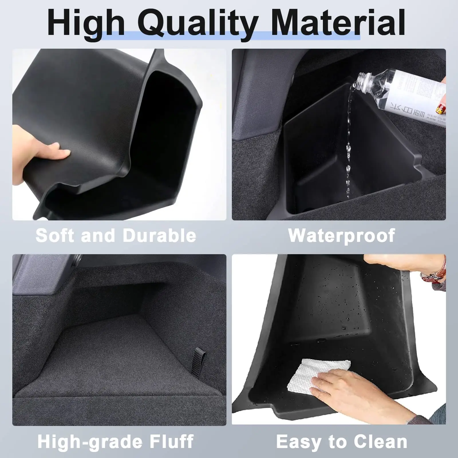 Tesla Model Y Rear Trunk Side Storage Box Model 3 highland 2024 For 5 Seater Lid Reinforced Handle Car Interior Accessories