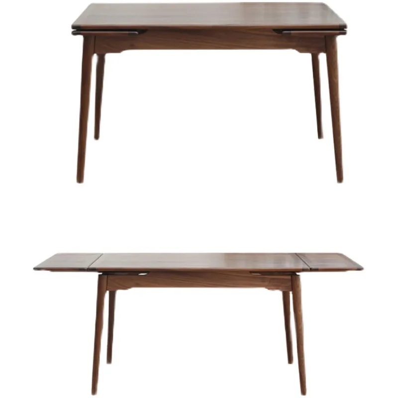 Solid wood retractable dining table North American black walnut household small apartment folding table multi-function extended