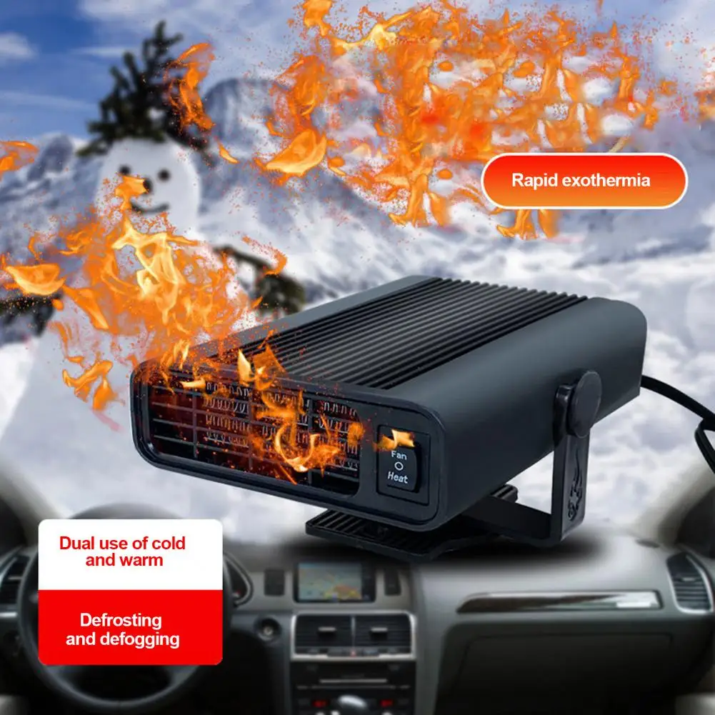 12V/24VPortable Electric Car Fast Heater Heating Cooling Fan Warmer Wind Defrosting Black ABS Snow Demister Defroster Car Interi