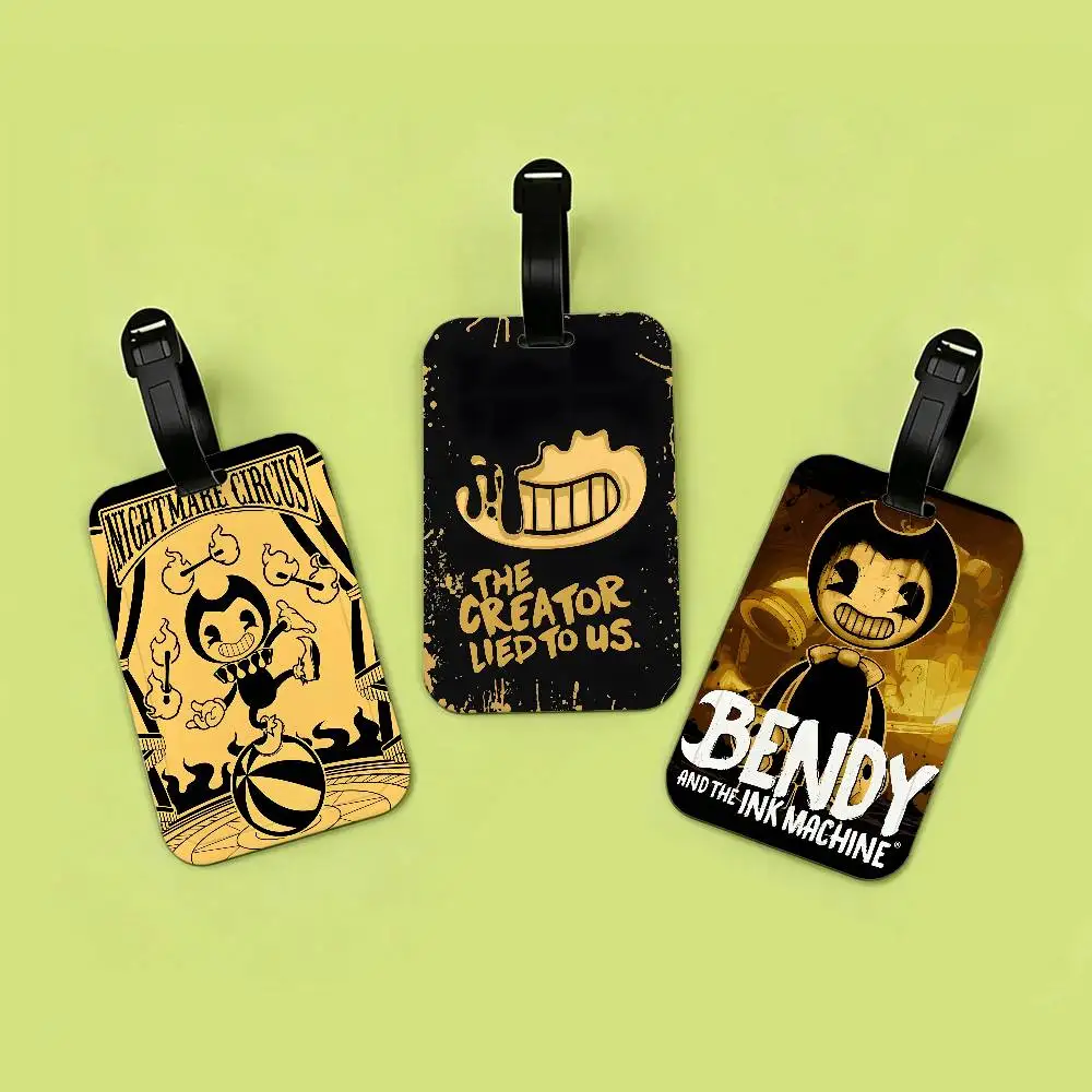 1pc Game Bendy And The Ink Machine Travel Suitcase Luggage Tag PVC Information Card Cover Anti lost Name Marker For Backpack Bag