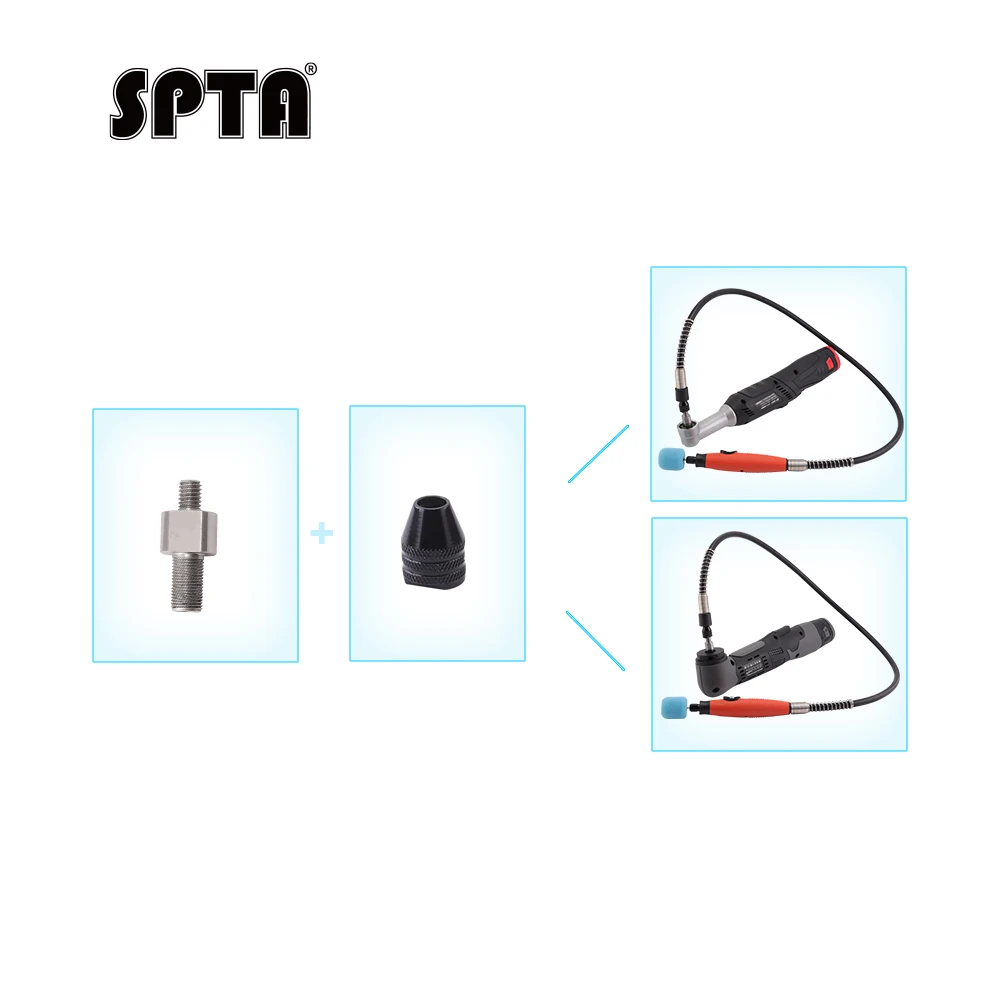SPTA 2pcs Adapter for OrangeFlexible shaft to be used on SPTA Mini polisher LD101/LD103 For Detailing Polishing and Waxing