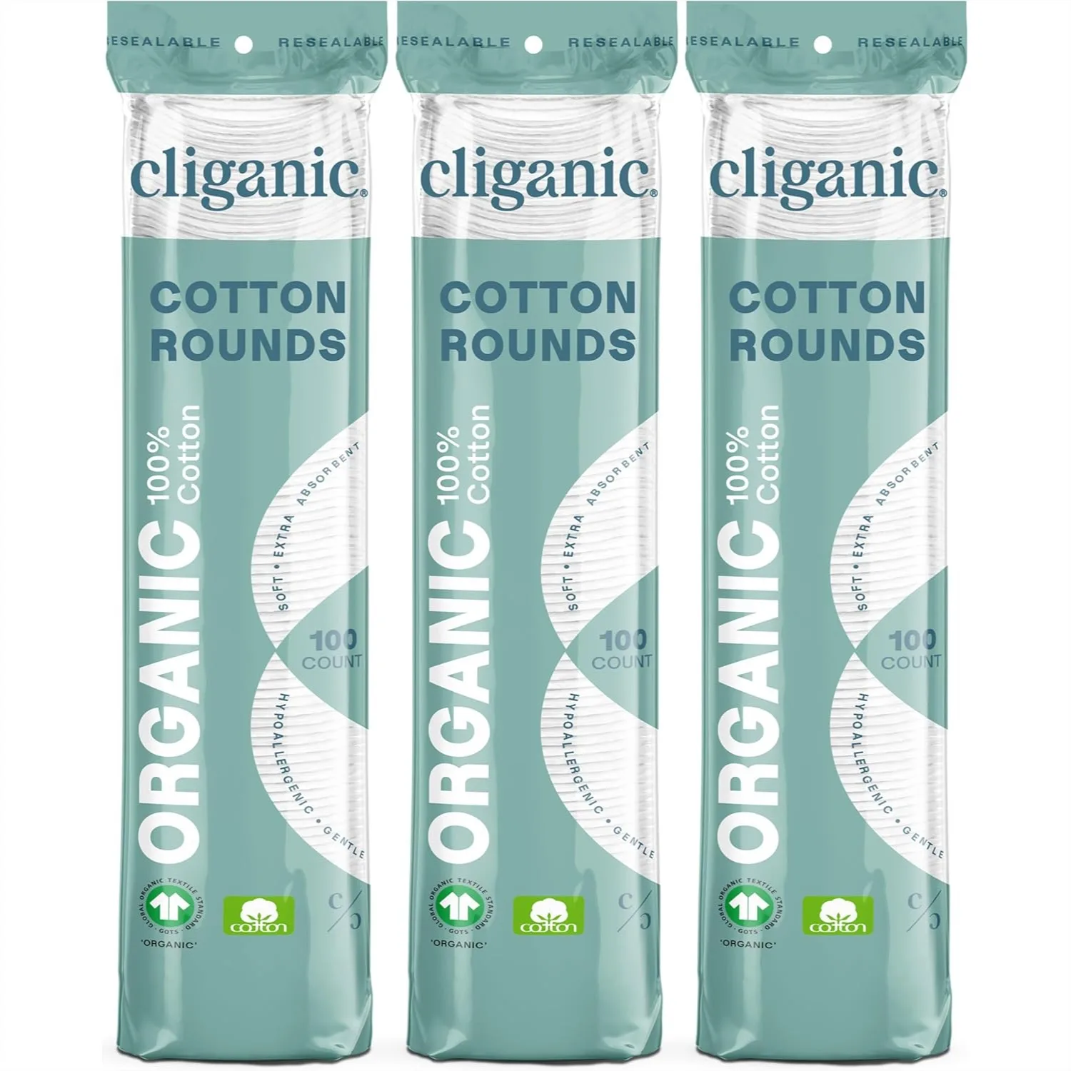 

Organic Cotton Rounds 300 Count Makeup Remover Pads, Lint-Free with Soft and Gentle Texture for Face Care