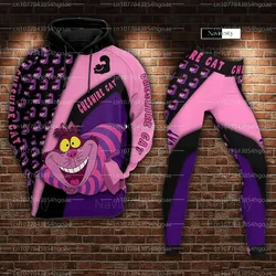 Summer New  Cheshire Cat Hoodie Women's Hoodie Set Yoga Pants Sweatpants Women's Disney Yoga Hoodie Leggings Fashion Tracksuit