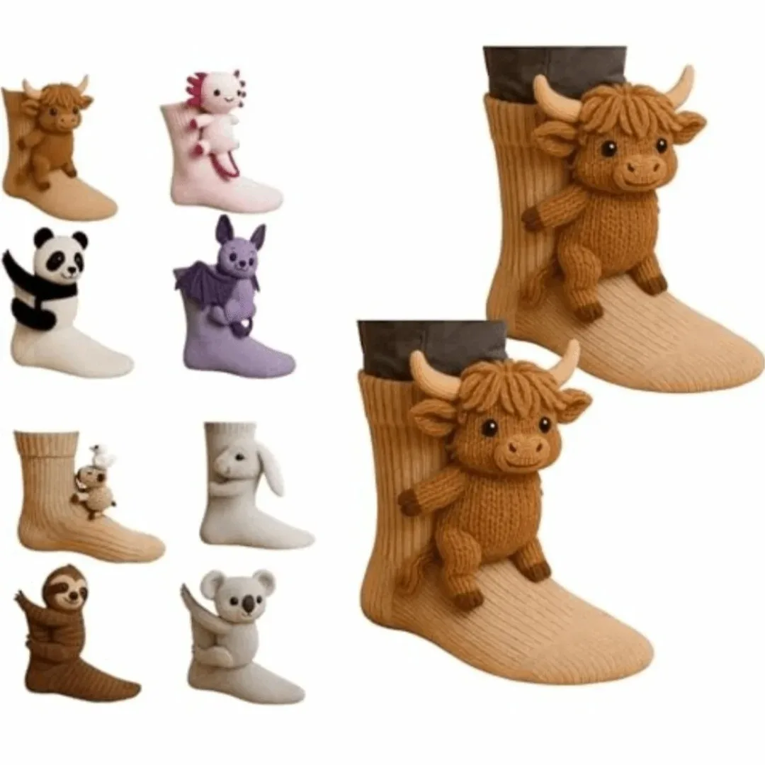 

New Creativity 3D Knit Animal Socks Double Layer Hand Crocheted Funny Socks Warm Anti-Sweat Winter Socks Christmas Gifts