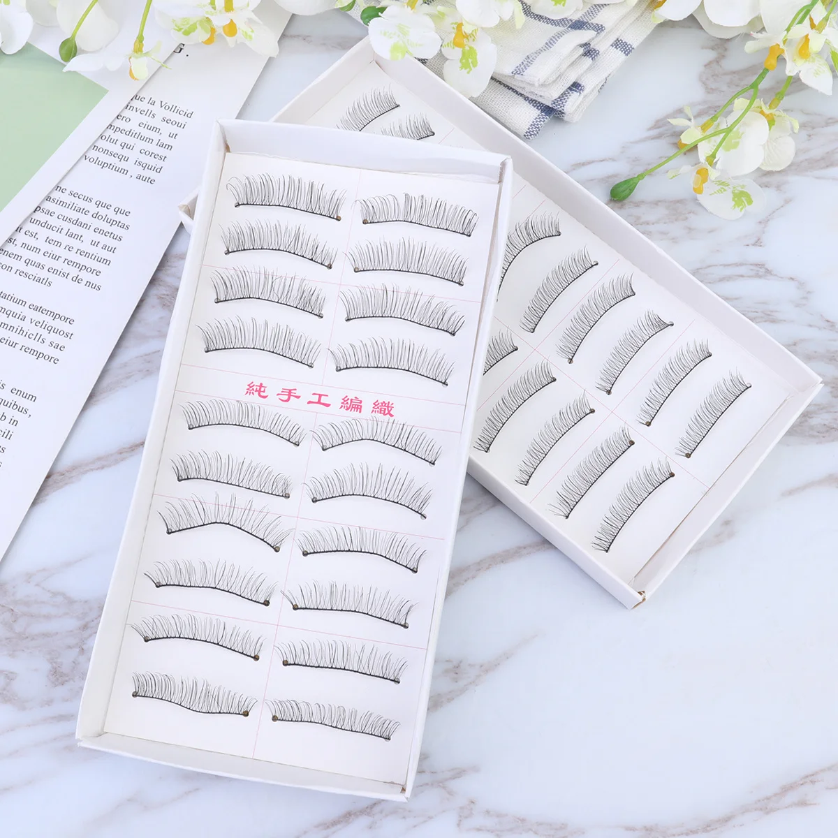 60Pairs Cotton Thread Eyelashes Fake Lashes for Women Handmade Natural Thick Easy to Apply Removal Daily Wear