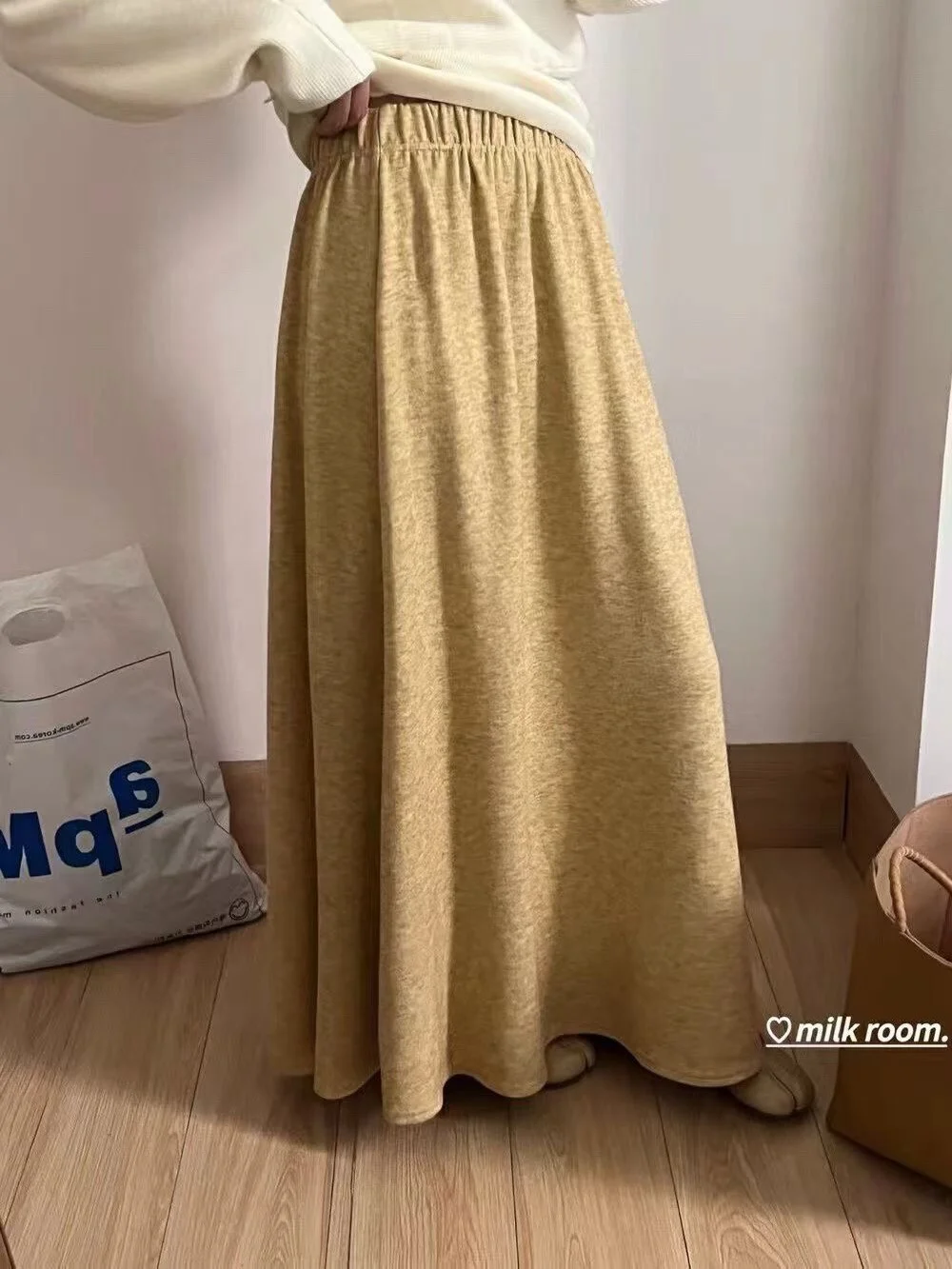 

Soft Drapey Knitted Loose Casual Skirt for Women Autumn Faion A-Line Midi Long Skirts Comfortable Loose Fit Skirts