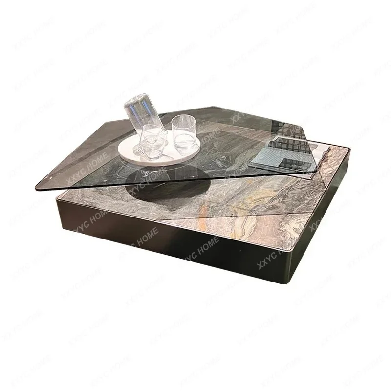 Simple Luxury Venice Brown Natural Marble Tea Table Modern Minimalist Light Luxury Tea Table