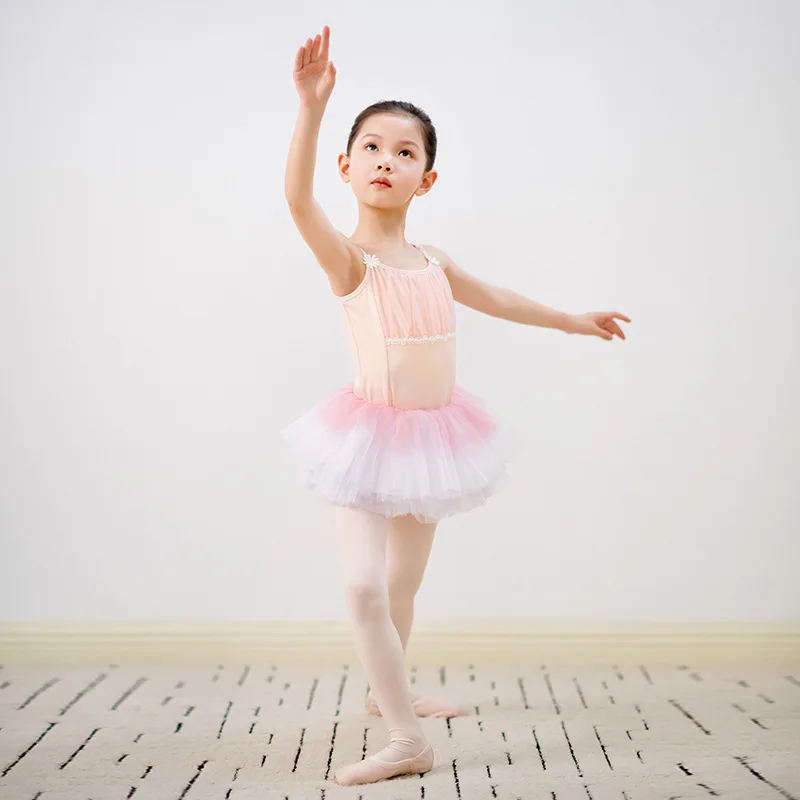 女性水着バレエダンスウェアダンス衣装女の子服バレエレオタードチュチュグラデーション芸術スケートメッシュガールラインスーツ