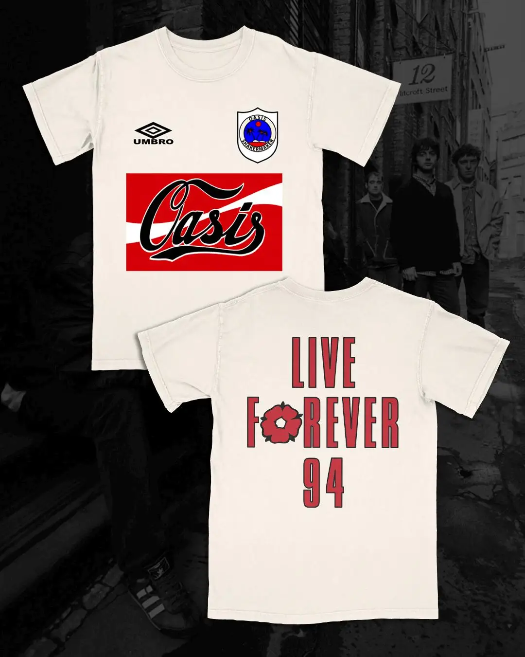 Oasis Live Forever 94 Retro Football Style T-shirt 2026 Summer Men Women Sports Breathable Quick-dry T-shirt Streetwear Y2K