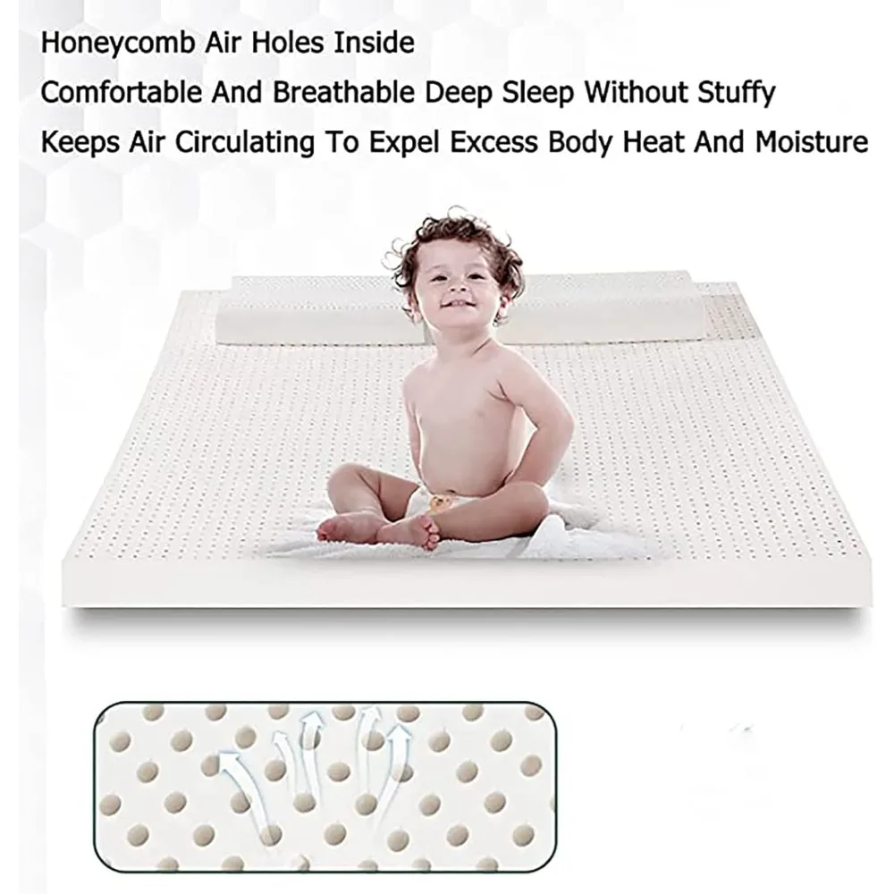 مرتبة علوية من اللاتكس متوسطة الحجم مغطاة بالقطن العضوي، خيارات 1-4 بوصة، مثالية للنوم العميق، مقاس كينج، سميكة 76 × 80 × 1 بوصة