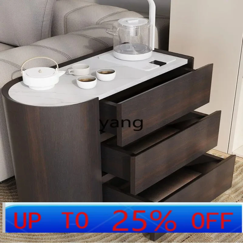 

LH solid wood premium light luxury balcony household sofa side cabinet small tea table tea cart