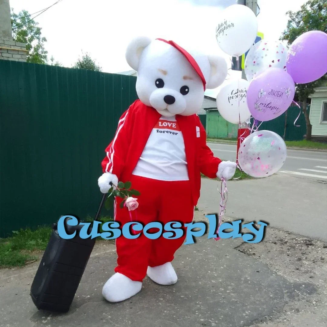 Teddy Bear Mascot Costume Sports Suit Bear Mascot Teddy Costume Adult  Fancy Dress Clothing Halloween Party Carnival Events