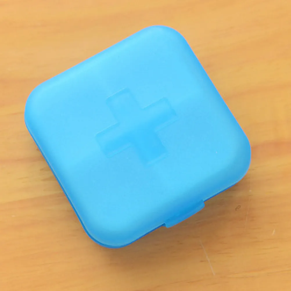 4Pcs Small Pill Organizer Box Transparent Plastic 4 Grid Design Removable Dividers for Capsules Tablets Vitamins Portable