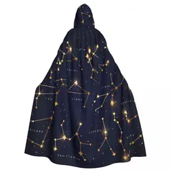 Long Cape Cloak Zodiac Constellations Space With Shiny Sparkling Stars Hooded Cloak Coat Autumn Hoodies
