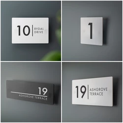 Numéro de porte 3D personnalisé en acrylique, maison moderne, résidence, hôtel, restaurant, rue, noir et blanc, gris