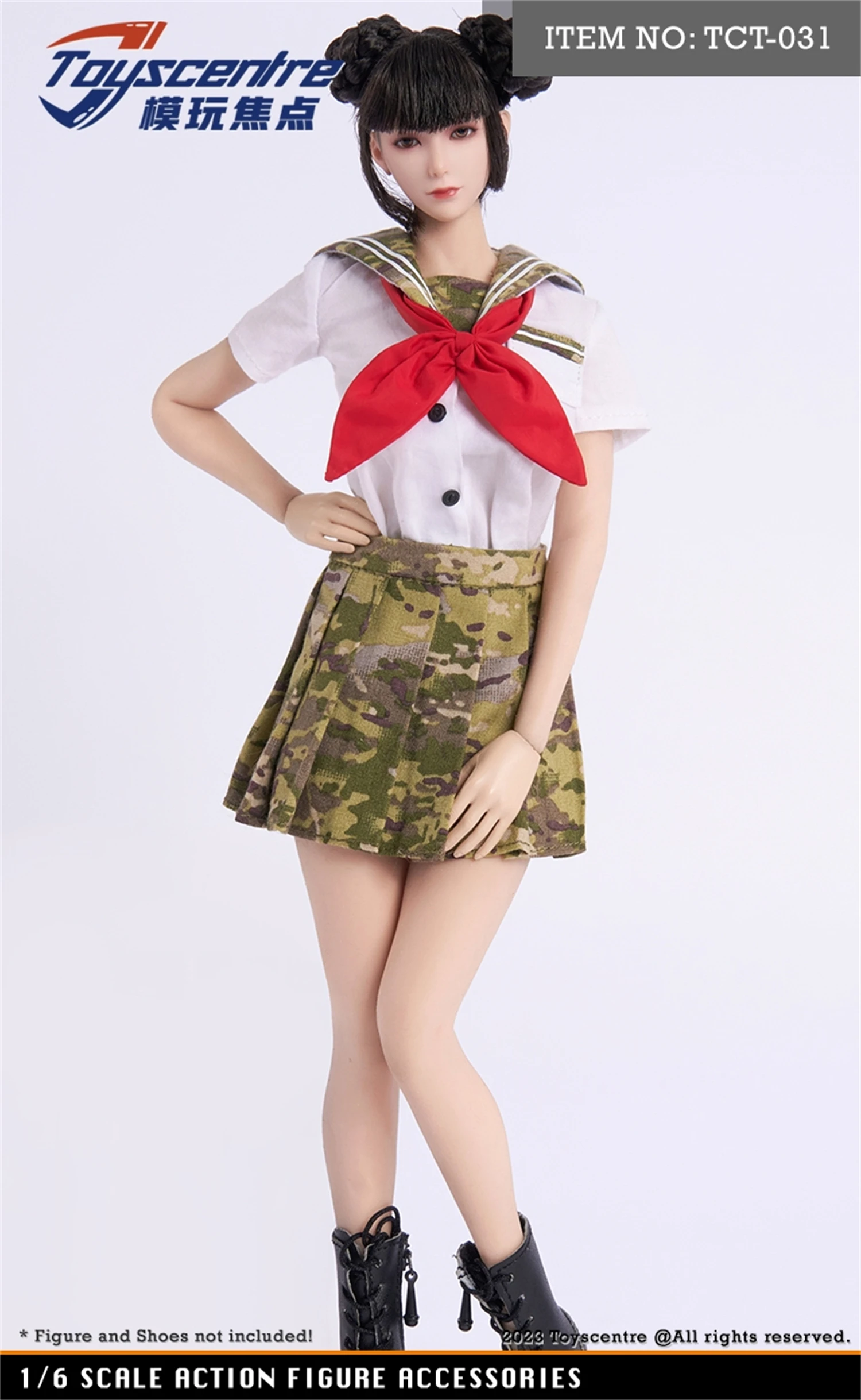 1/6 TCT-031 Student Short Sleeve Camo. JK Skirt Clothes Model Fit for 12'' Female Girl TBLeague JIAOU UD Action Figure Body