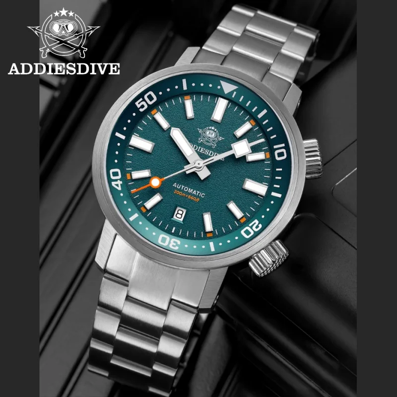 

Новые мужские часы ADDIESDIVE AD2541, водонепроницаемость 200 м, сапфировое стекло, светящиеся стрелки BGW9, автоматический механический механизм из нержавеющей стали 316L