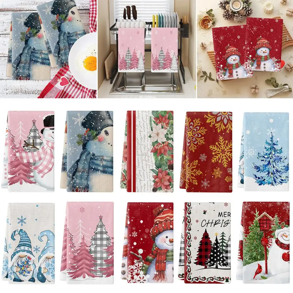 Holiday Themed Towel Christmas Kitchen Towels Set with Snowman Gnome Designs Super Absorbent Soft for Festive for Home