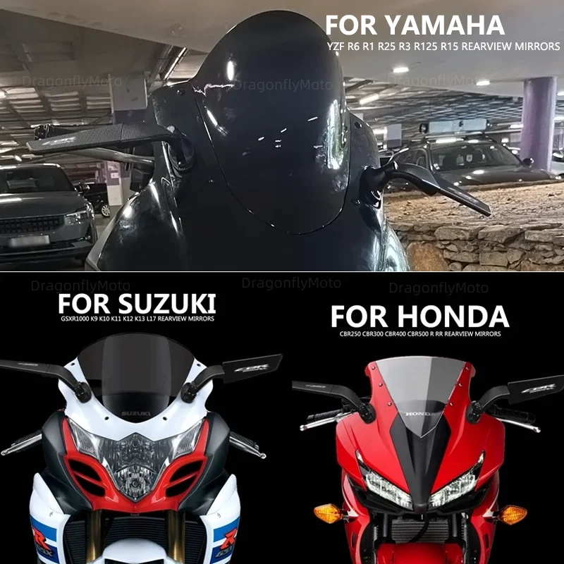 Motorcycle Wing Mirrors For Honda CBR 600RR CBR600RR 2004-2022 Adjustable Rotating Rearview Side Mirror WITH LOGO