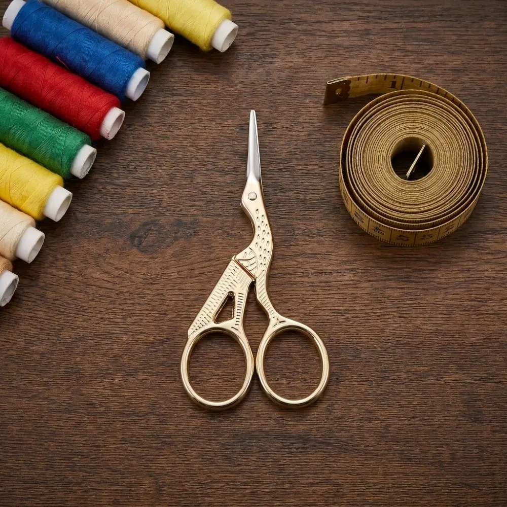 Stainless steel Thread Scissors Retro style Crane shape Thread Snips Sharp blade Small size Craft Scissors Tea bag cutting