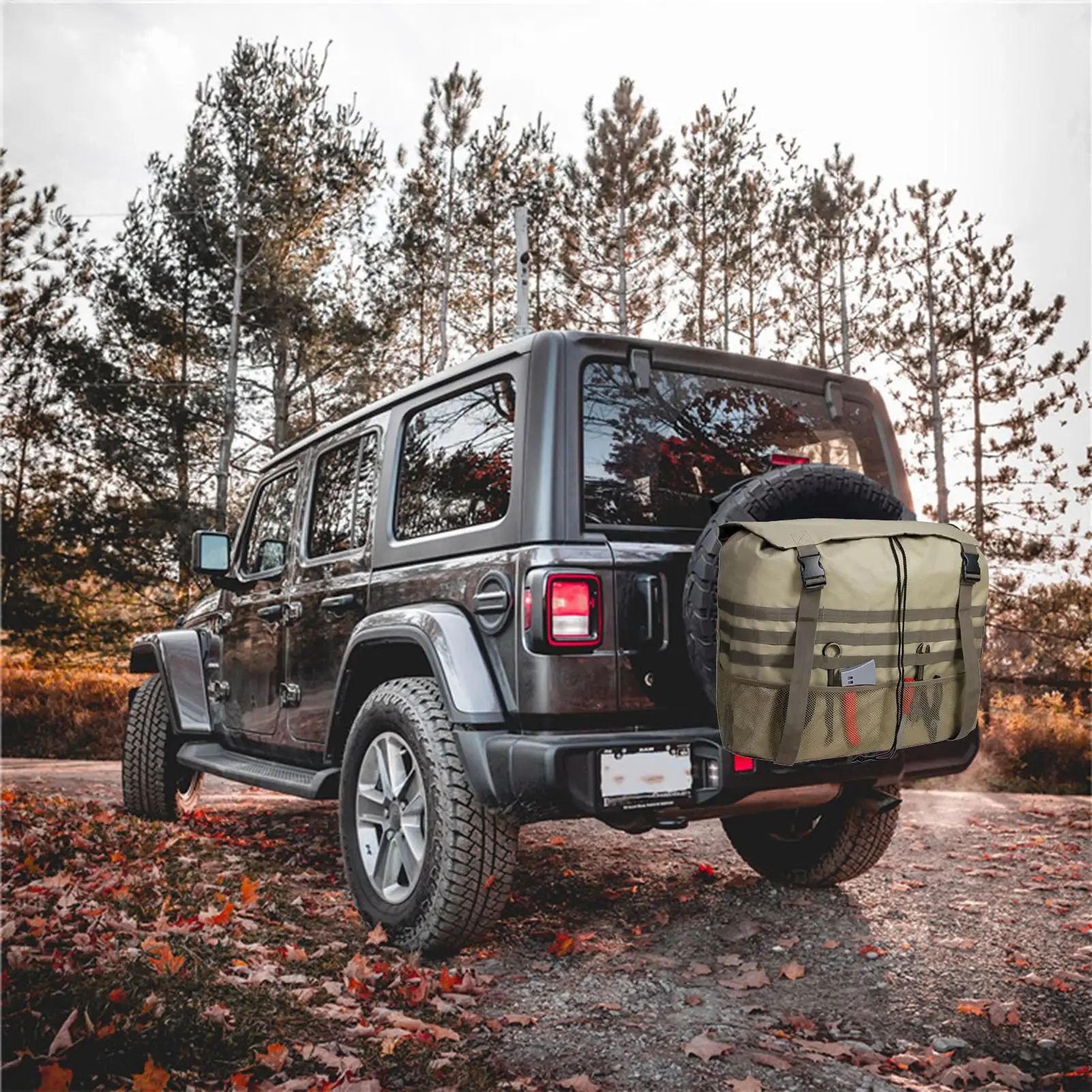 

Spare Tire Trash Bag Tailgate Storage Pouch Large Capacity Spare Tire Trash Bag For Vehicle Trip Car Offroad Truck RV Road