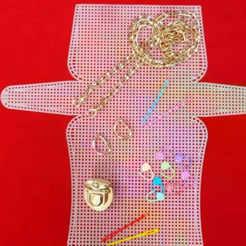 DIY Knitting Crochet Bags Kit with Mesh Plastic Canvas Sheets