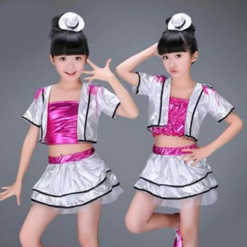 

Girl latin dance skirt Children ballroom skirt performance costumes kids Sequin jazz dance hip hop dance costumes