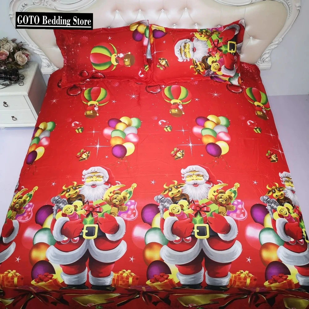 Bedclothes High-quality Bedding Sets Red Christmas Bedroom Decor Bedlinen 3D Comforter Bedding Sets King 100% polyester Bed Set