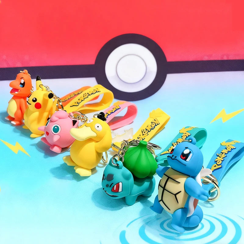 Pokemon figura de ação pikachu charmander snorlax squirtle anime pokemon moda chaveiro saco pingente presentes aniversário
