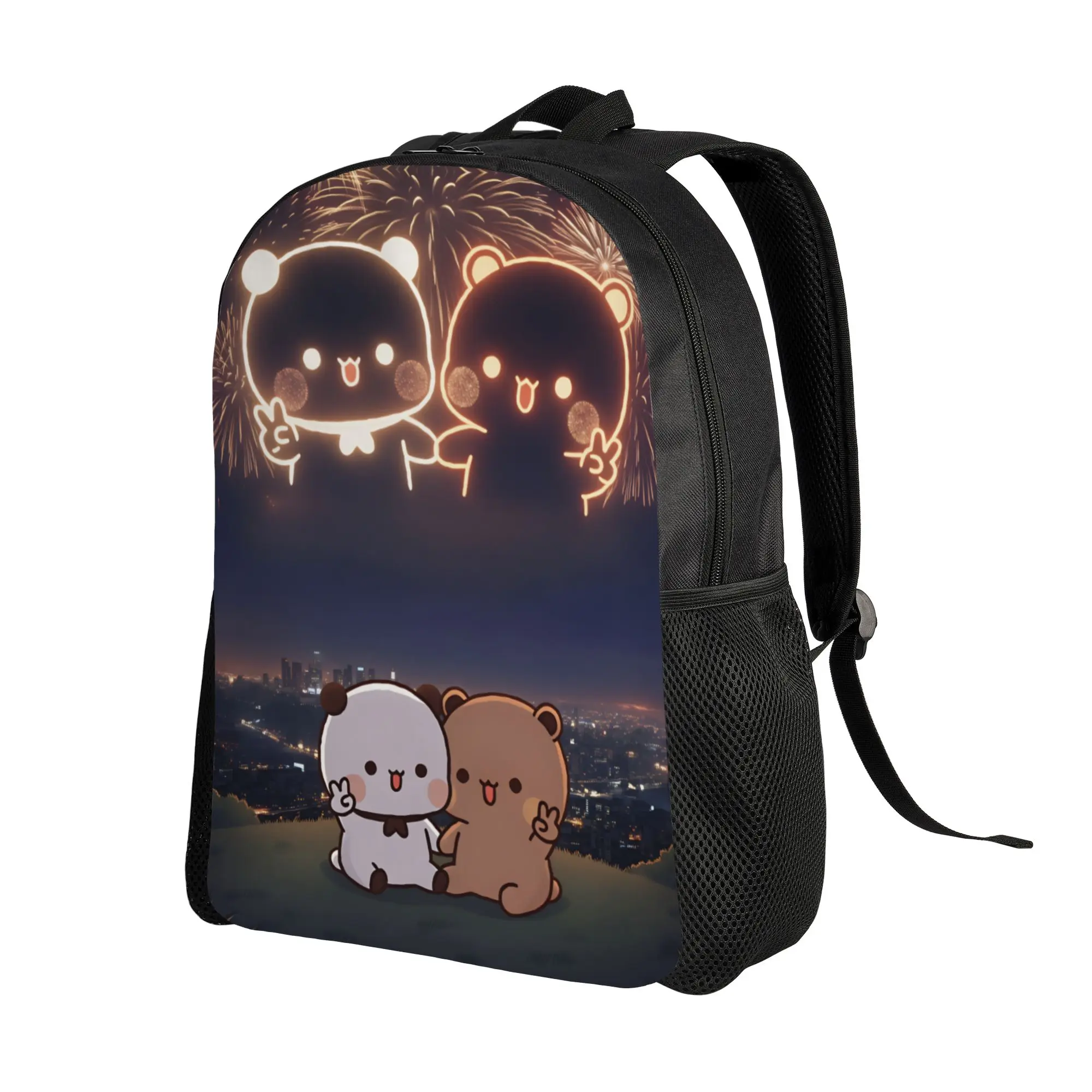 Panda Bears Bubu And Dudu Backpack Student Unisex  Soft Backpacks Polyester Kawaii High School Bags Travel Designer Rucksack