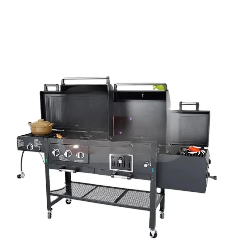 

for Combination Integrated Barbecue Trolley Camping Barbecue Grill Luxury Outdoor Charcoal Gas Outdoor Barbecue Trolley