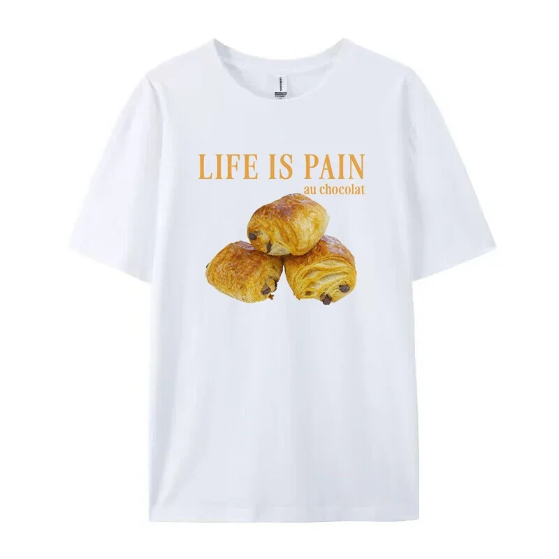 Pain Au Chocolat Funny Quotes T-Shirt Cute Food Graphic Tees Women Casual Croissant Bread Lover Shirt Unisex Summer Clothes Gift