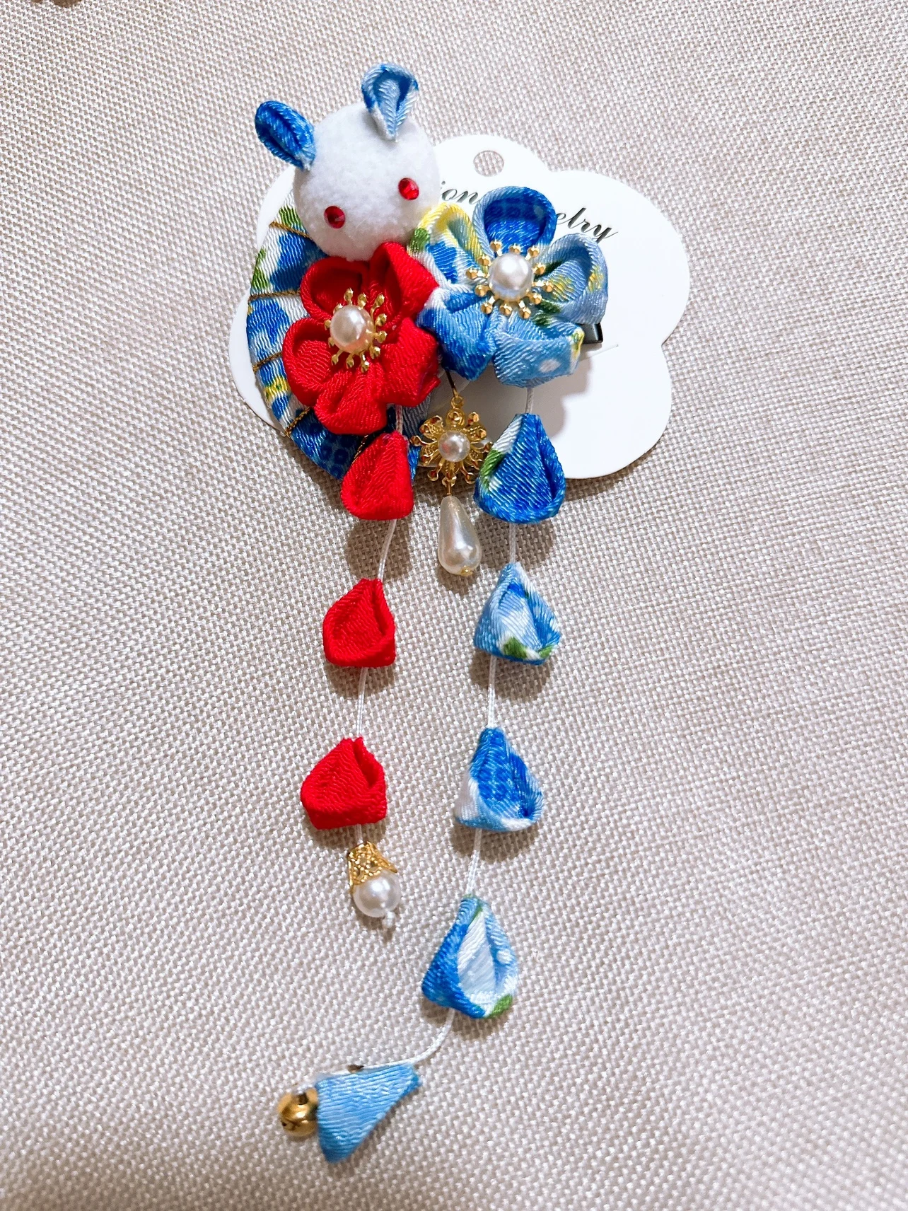 Japanese Sle Fine Work Tassel  Hair Clip Traditional Kimono Photohoot Hair Accory Handmade Cloth Headwear Floral Pin