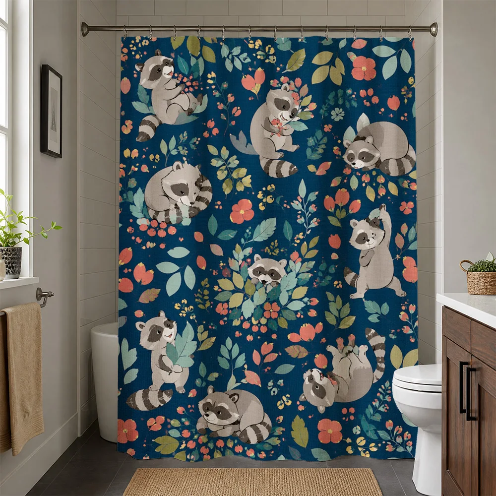 Cute Sloth Rainforest Shower Curtain Bathroom Decor Tropical Animal Print Shower Curtain Liner