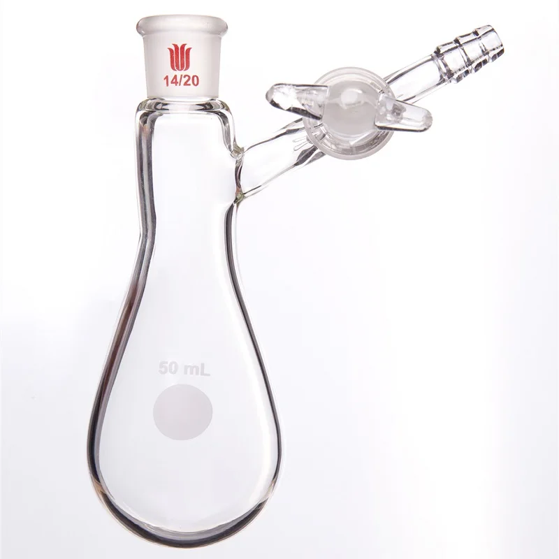 SYNTHWARE Reaction eggplant bottle, Joint 14/20 19/22 24/40, 2mm glass aperture valve, FLASK, MODIFI ED SCHLENK TUBE, F90