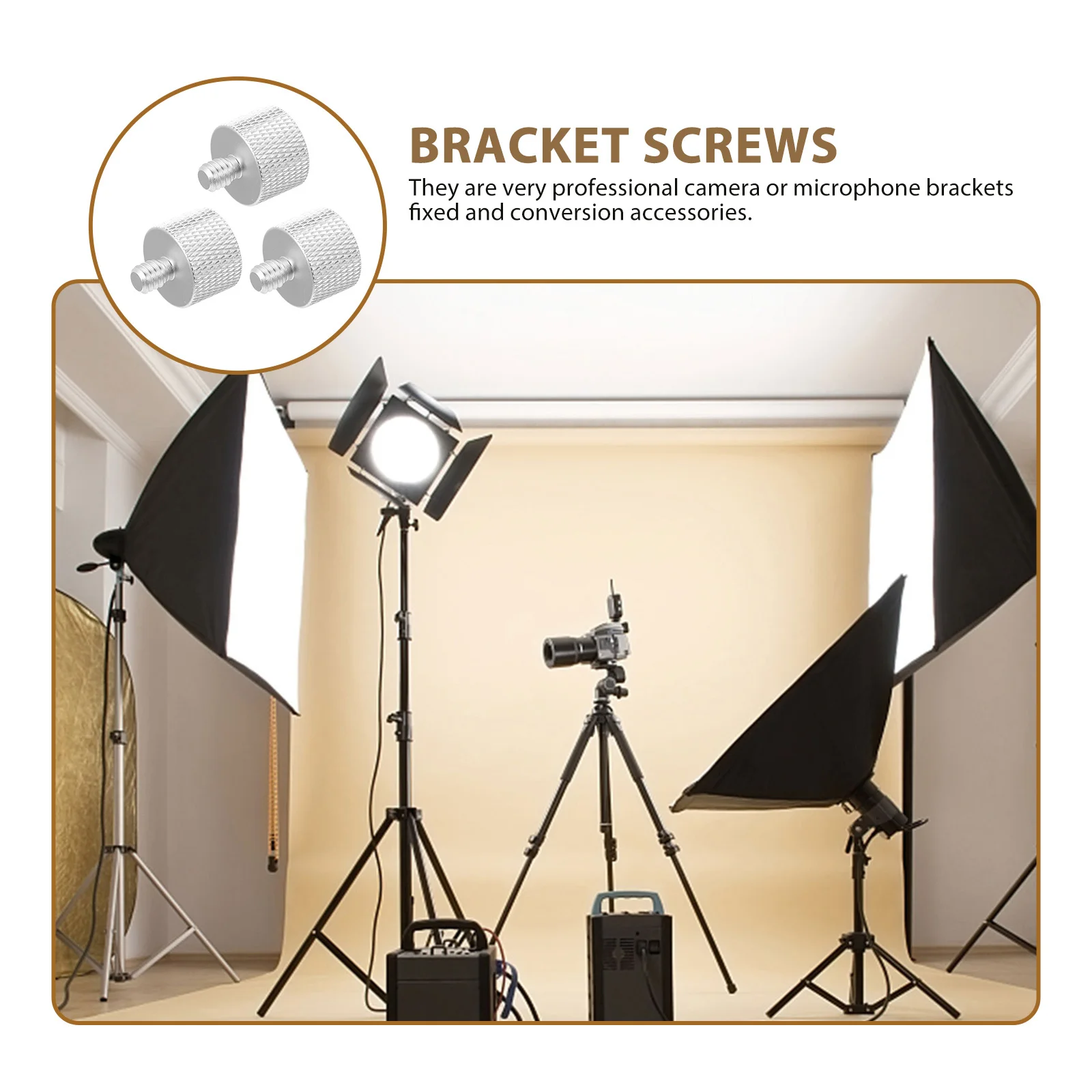 

3Pcs Professional Camera Microphone Bracket Fixed Conversion Screw Adapter Tripod Thread Mount Supplies Smooth Edges