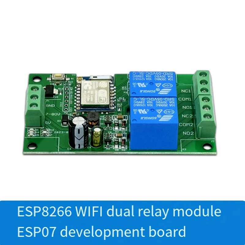Relay Module ESP-07 2 Way WIFI Module 5V/8-80V Power Supply ESP8266 Development Board Secondary Development Module