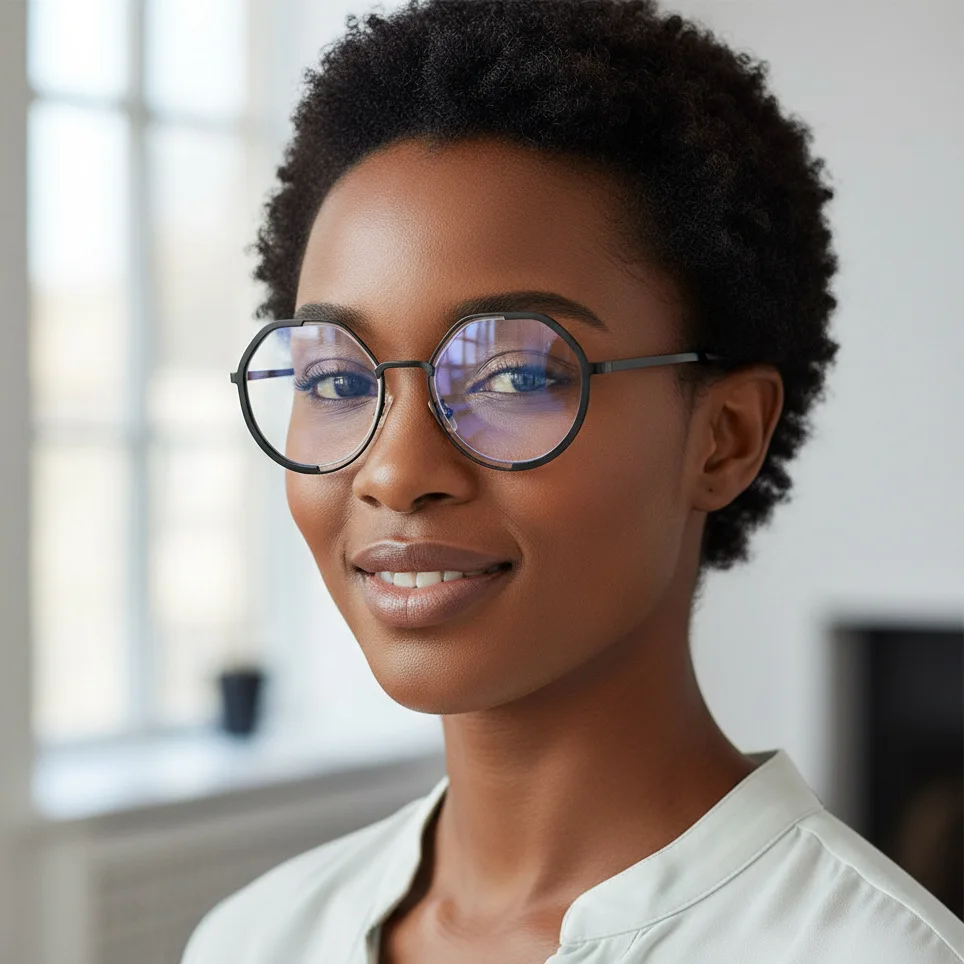 نظارات معدنية مضلعة عصرية للنساء 2025 إطار نظارات قراءة كلاسيكية جديدة مضادة للضوء الأزرق #4