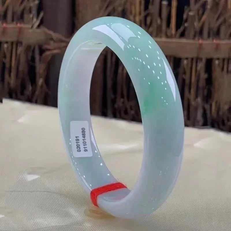 

Authentic genuine Burmese natural ice jadeite bracelet for women, with elegant solid color and light green hues