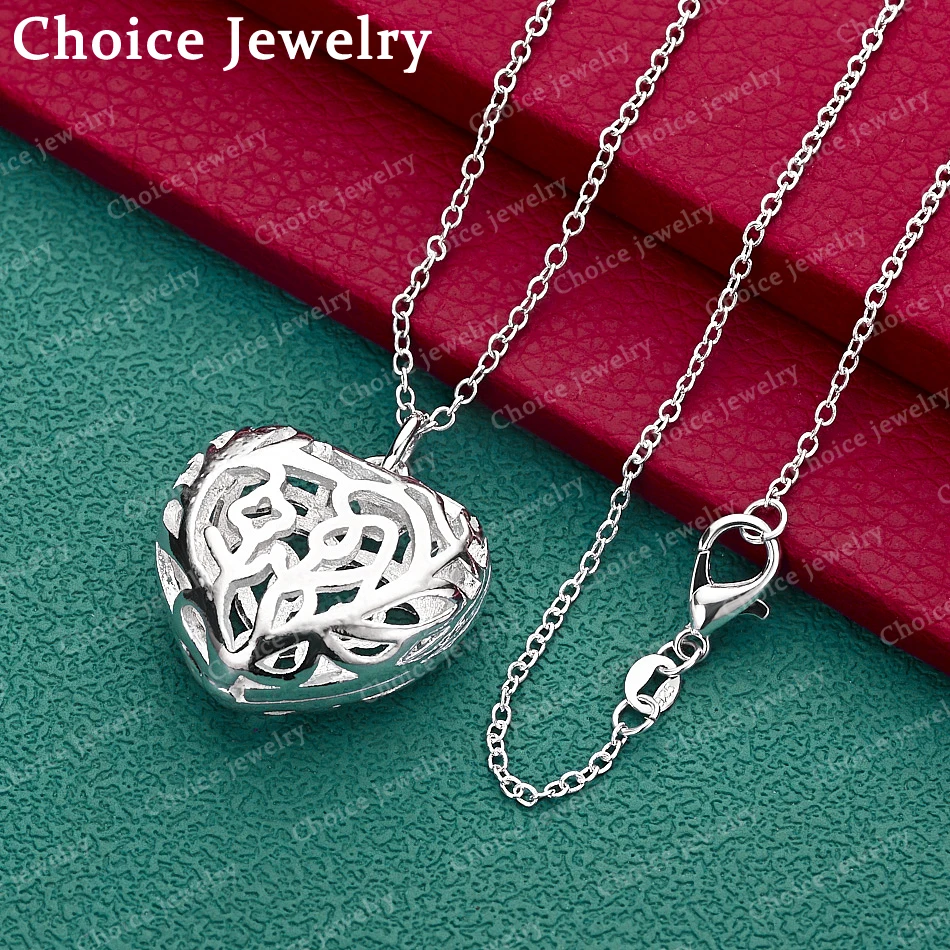 

925 Sterling Silver 40-75cm Hollow Heart Chain Pendant Necklace For Women Fashion Jewelry Romantic Charm Engagement Wedding