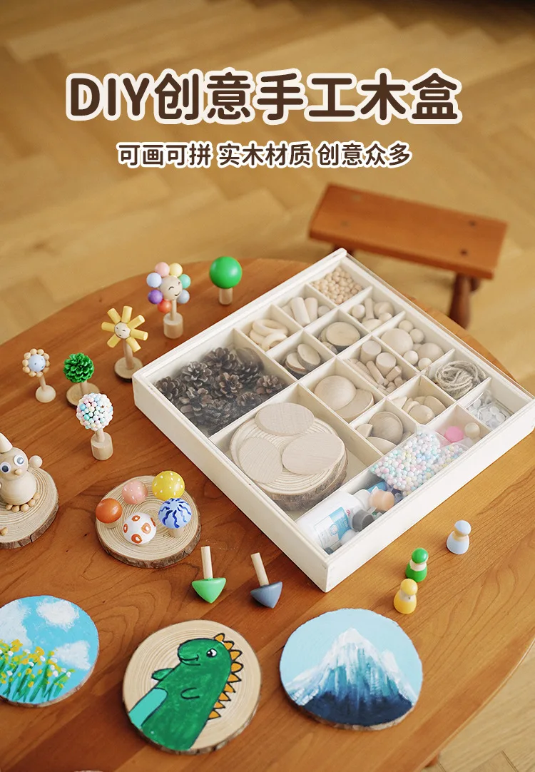 Kids DIY Wooden Painting Kit - Educational Puzzle Coloring Assembly Toy Gift Set