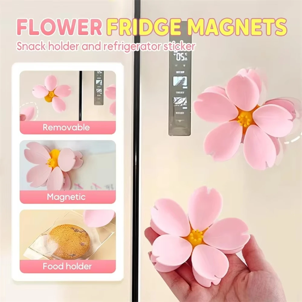 Fridge Magnets Sakura Sealing Clips Refrigerator Magnet Food Bag Clips Multi-Function Snack Sealer Food Storage 3D Sakura Petal