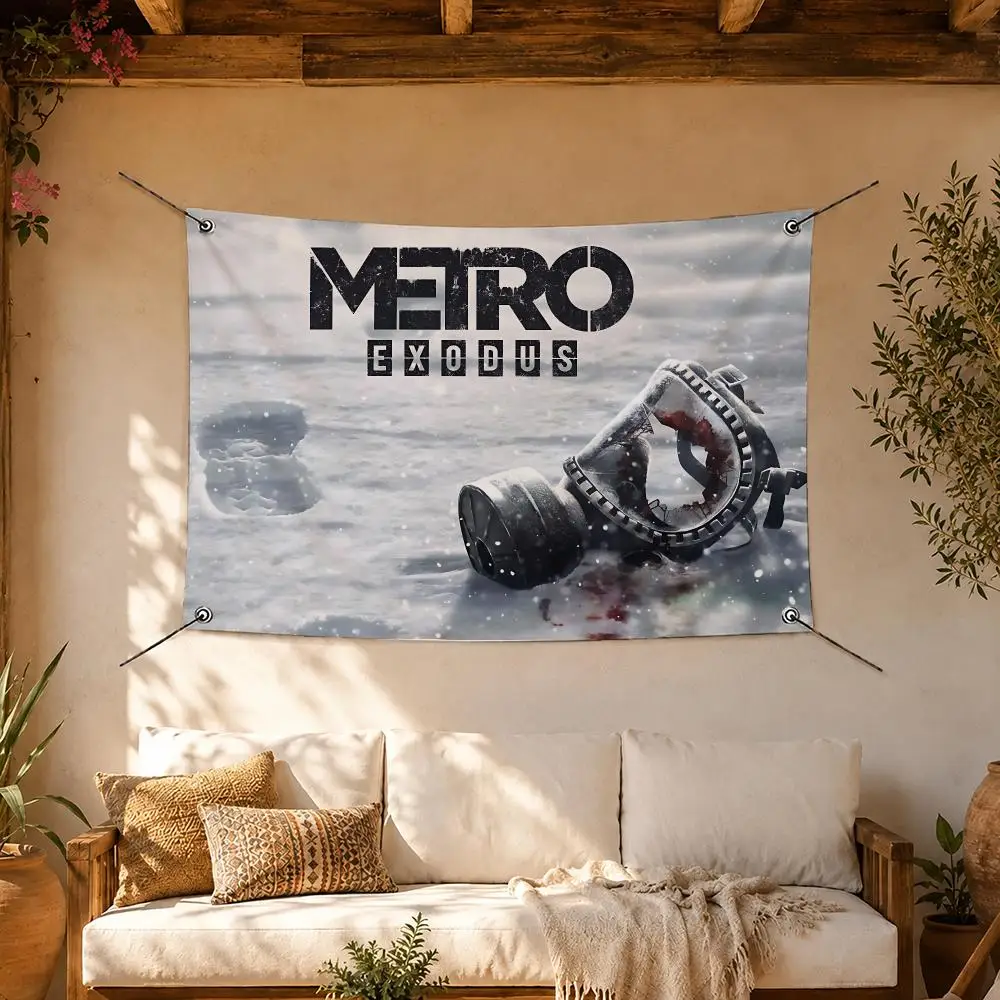 Bold Game Metro Exodus Flags Room Home Decor Wall‑Hanging Art Banner, Outdoor for Bedroom Party Background Decoration